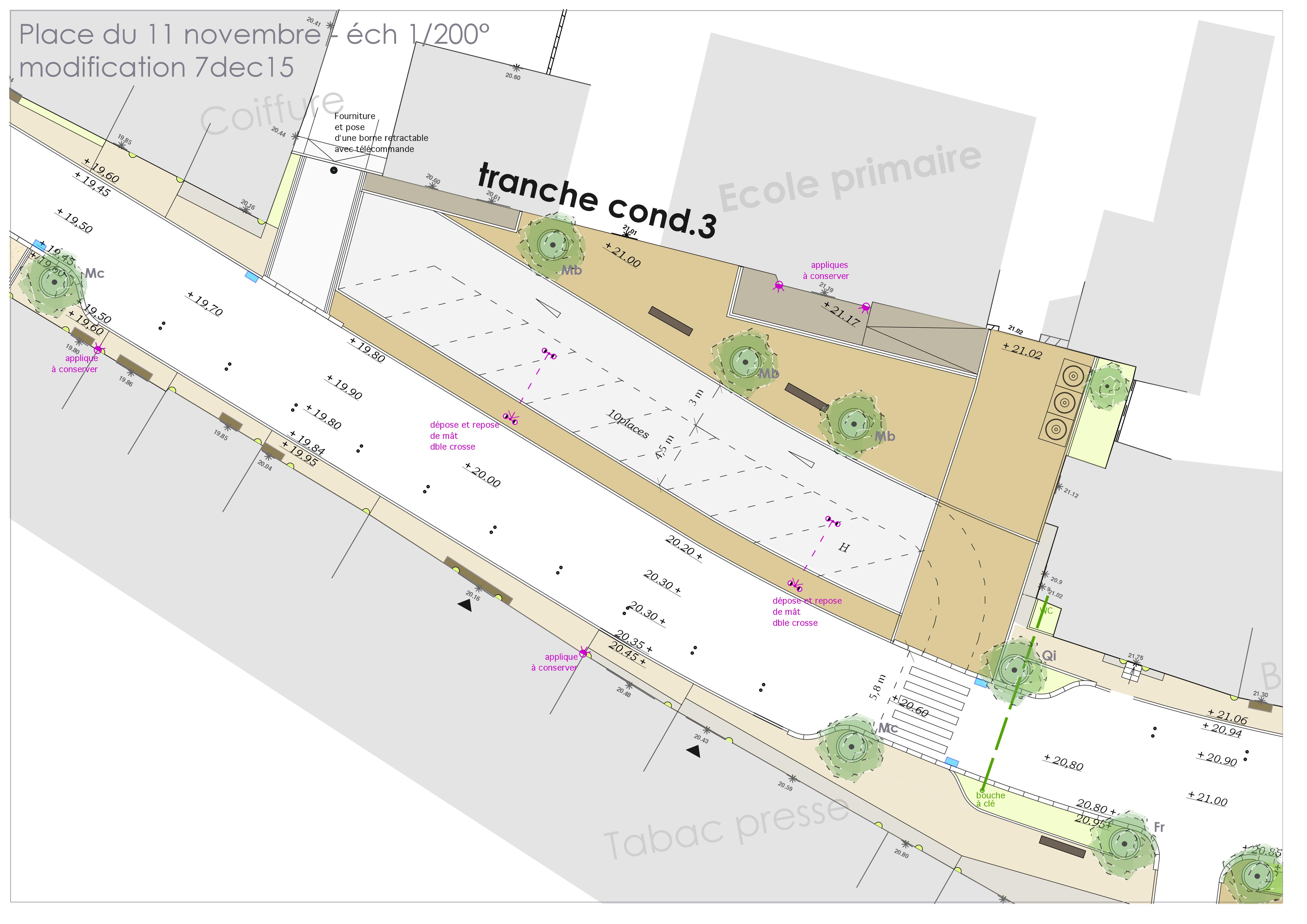Plan d'aménagement de la Place du 11 Novembre