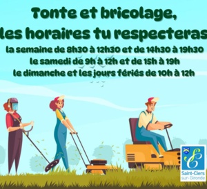 Horaires pour les travaux de jardinage ou de bricolage